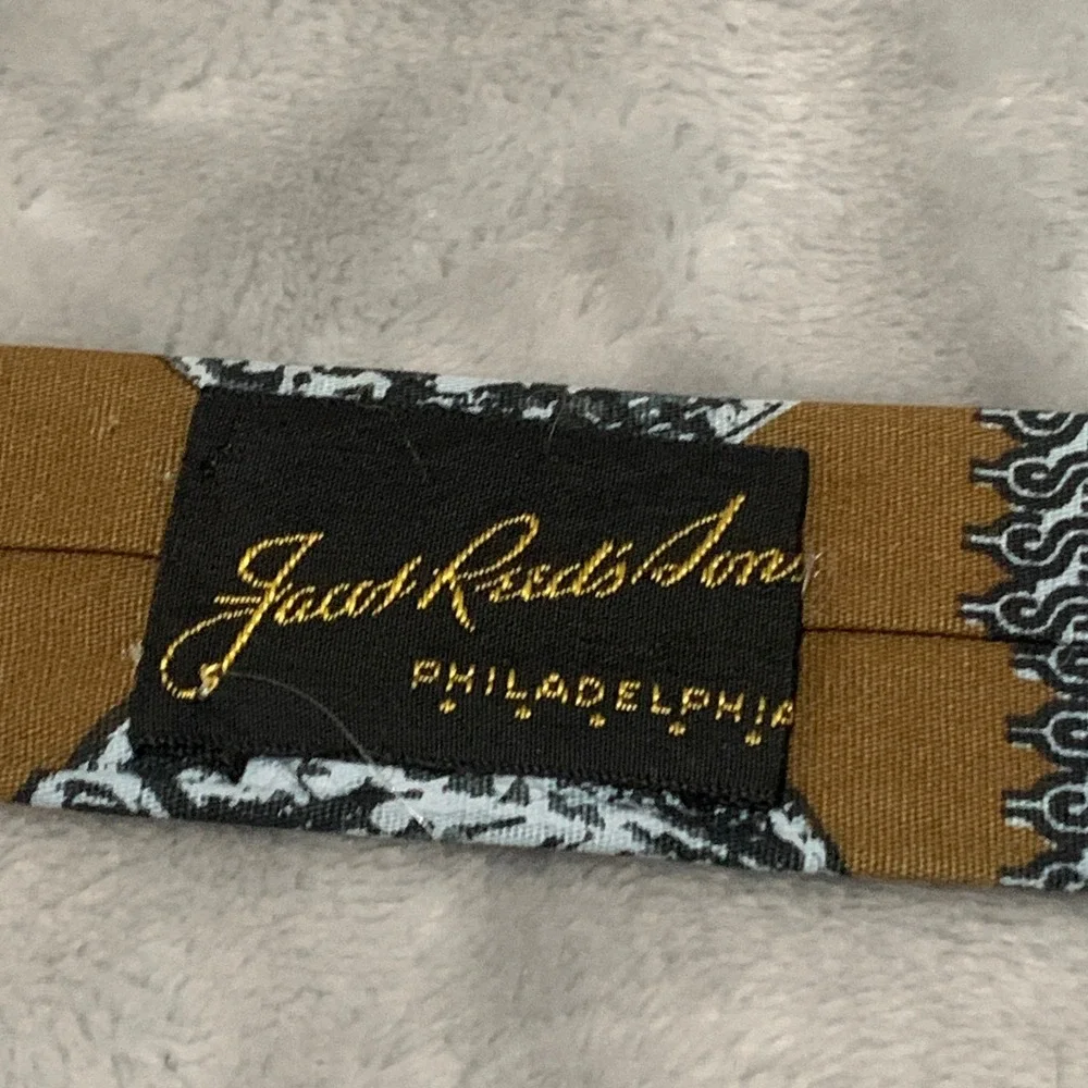Vintage Rooster Jacob Reeds Sons Cotton Tie Blue Brown Buffalo Nickel Coin Print